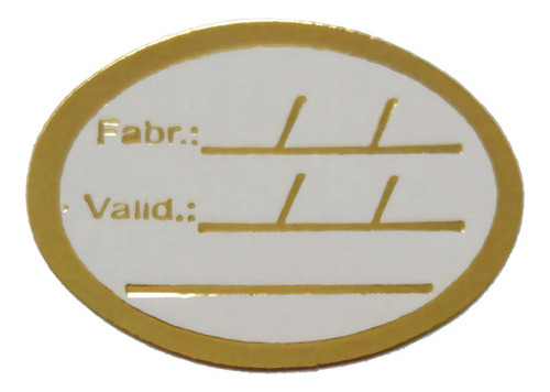 Etiqueta Adesiva Fabricação Validade E Linha 1.000 Unidades Cor Dourado Desenho Impresso Fabricação/validade