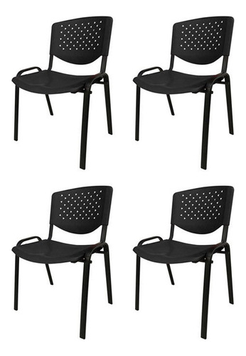 Silla Económica Plástica Apilable Campbell X4 Estructura De La Silla Negro