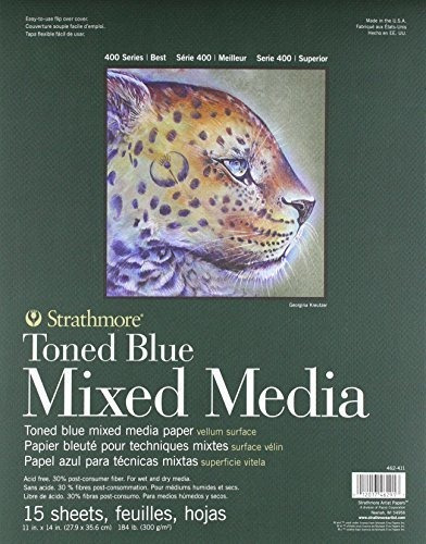 Strathmore 400 Series Toned Blue Mix Media Pad 11x14 Con Peg