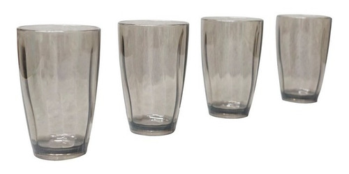 Vaso Acrilico Traslucido Facetado Moderno Gris Pack X8