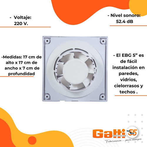 Imagen 6 de 9 de Extractor De Aire Baño 5 Gatti Ventilación Motor Potenciado