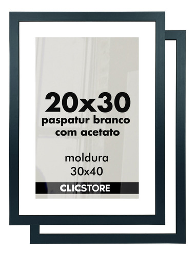 Kit 2 Moldura Paspatur Branco Quadro 20x30 Acetato Retrato