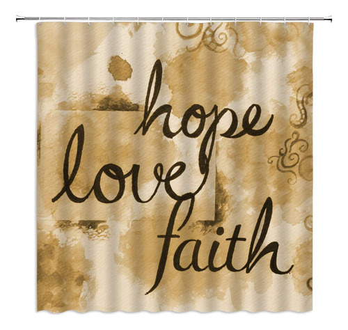 Hope Love Faith Cortina Ducha Frase Inspiradora Palabra Tela