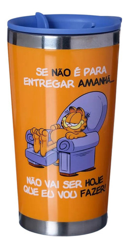 Copo Parede Dupla Garfield Com Tampa Termico Zona Criativa