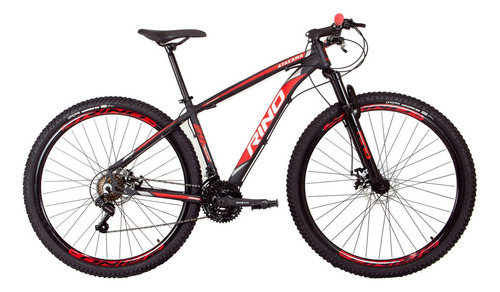 Bicicleta Aro 29 Rino Disco - 24v - Câmbios Shimano Cor Preto/vermelho Tamanho Do Quadro 19