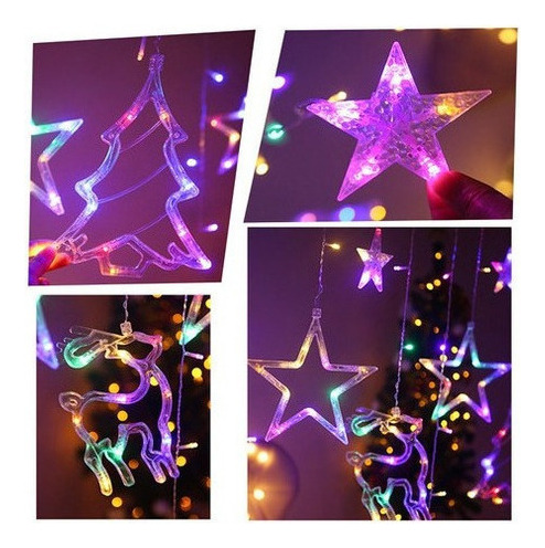 Lámpara De Cortina Con Forma De Adorno Navideño Con 138 Led