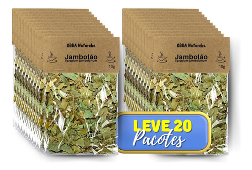 Kit 20chá Jambolão Erva Seca Conhecido Jamelão