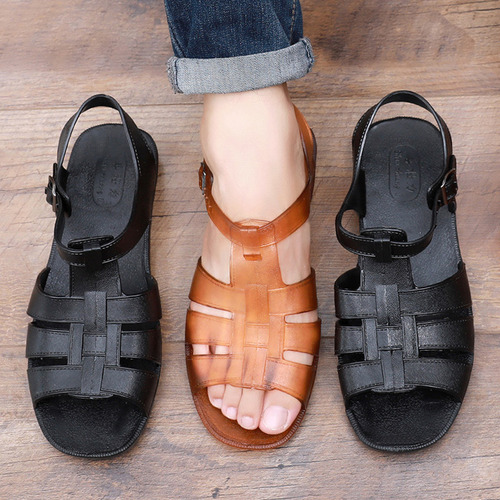 25-3 Sandalias De Suela Blanda Con Tacón Plano Retro De