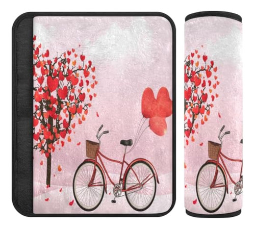 Hearts Valentine's Day Tree Bicycle Seat Belt Cover 2 Pack,