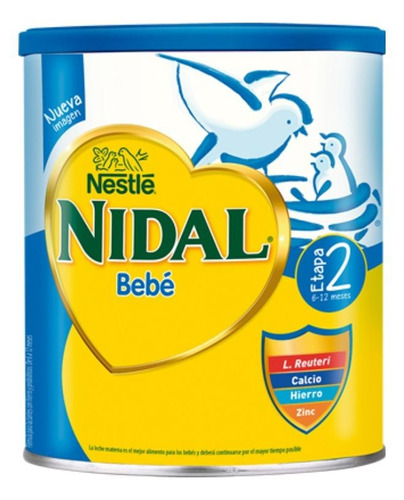 Leche de fórmula en polvo sin TACC Nestlé Nidal 2 en lata de 1 de 800g - 6  a 12 meses