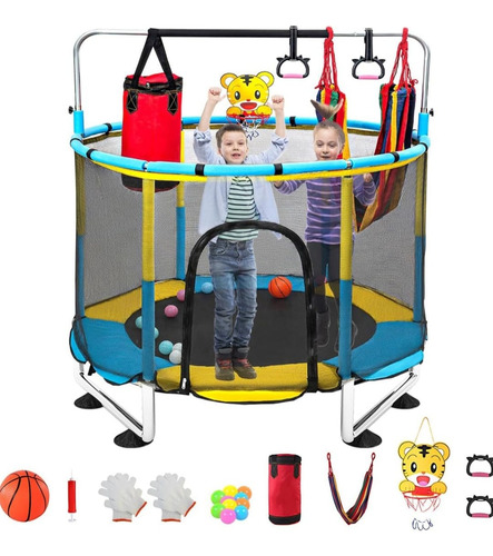 Mini Cama Trampolín Elástica Para Niños Con Accesorios