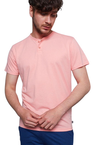 Polo Manga Corta Henley El Sofisticado - Coral