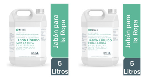 Jabon Liquido Para La Ropa Klean 5 Litros X 2 Unidades