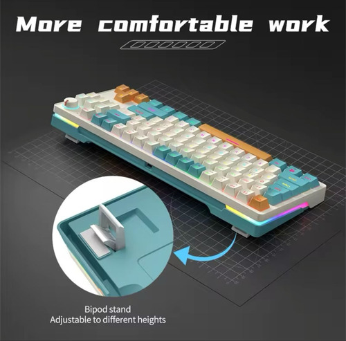 Teclado Mecânico Zifriend Za68 Pro 68 Teclas Rgb Branco/verde Inglês