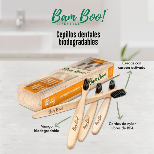 4 Pack Cepillo De Dientes Con Carbón Activado Bam Boo!