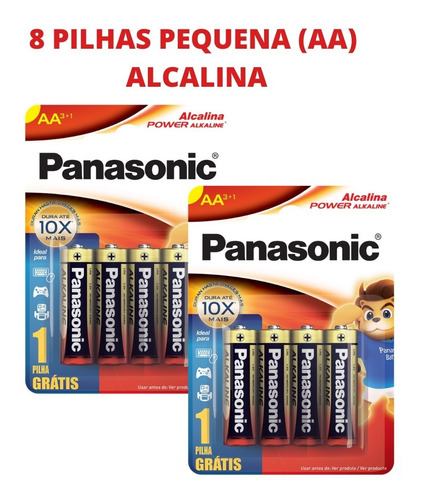 Imagem 1 de 3 de Kit Pilha Aa Alcalina Pequena Panasonic C/8