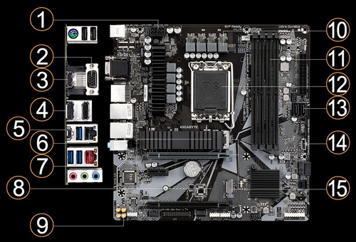 Tarjeta Madre Gigabyte Micro-atx Q670m D3h Ddr4 1700 Q670 Ex