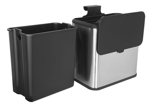 Bote De Basura Colgable Metálico De 5l Con Tapa Color Gris