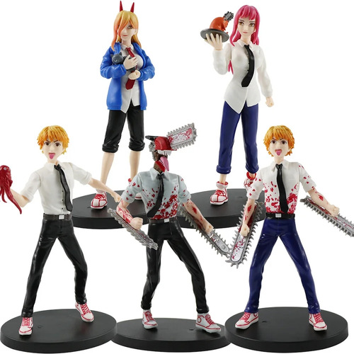 Set 5 Figuras Chainsaw Man Hombre Motosierra 18 Cm