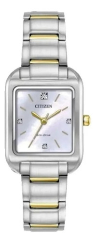 Citizen 4 Diamantes Dress Classic Em0494-74d ...... Dcmstore Color de la correa Plata y Oro Color del bisel Plata Color del fondo Madre Perla