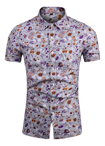 Camisa Casual De Manga Corta Estampada Para Hombre