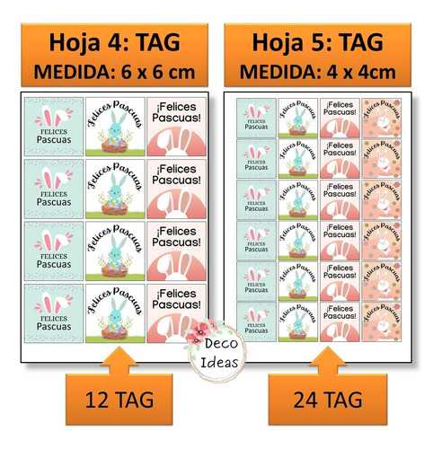 Imagen 4 de 6 de Kit Imprimible 001 Felices Pascuas Etiquetas, Tag Y Stikers