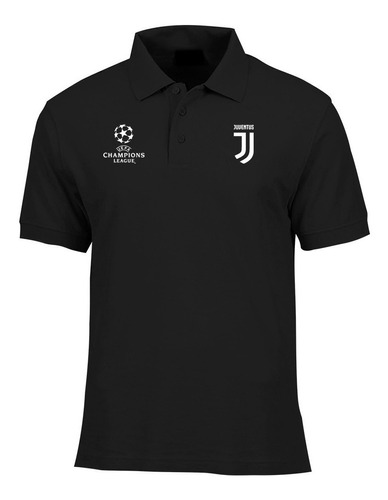 Camiseta Tipo Polo Juventus, Champions League Logos Bordados