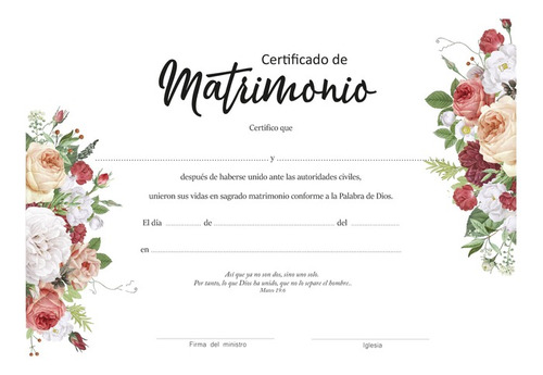 Certificado De Matrimonio (pack X 20)