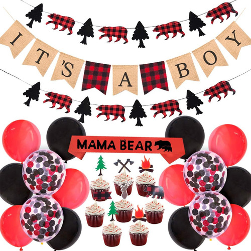 Lumberjack Baby Shower Decoraciones Niño Buffalo Plaid...