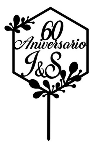 Topper Adorno Torta  Aniversario Iniciales Año Personalizado