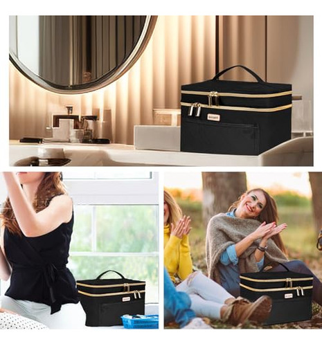 Bolsa De Maquillaje De Viaje Doble Capa Grande Para Mujer