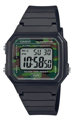 Reloj Casio Hombre Negro Camuflaje Illuminator W217h3bvcf Color del bisel Verde Color del fondo Gris