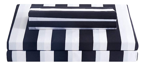 Mejor Temporada Queen Size Stripe Sheet Set-4 Piezas Super S