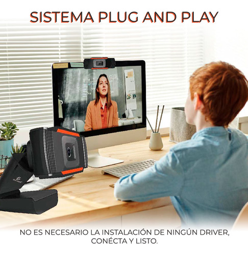 Camara Webcam Usb Para Computadora Pc Lap 480p Microfono Negro