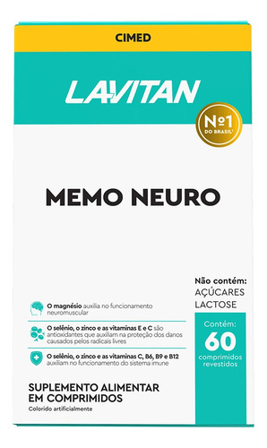 Suplemento Memo Neuro Com 60 Comprimidos Revestidos Lavitan