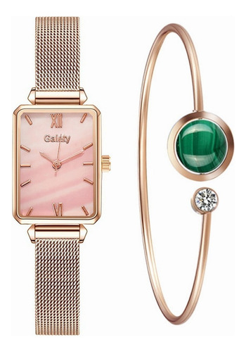 Kit Reloj Geneva Mujer Pulsera Caja De Regalo Clásico