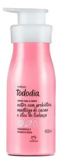 Creme para corpo Natura Tododia framboesa e pimenta rosa pote de 400mL