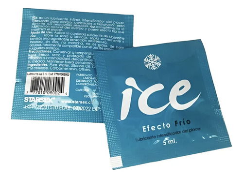 Lubricante Sachet Intimo Efecto Frio 5ml Marca Stella Nera Con Discreto