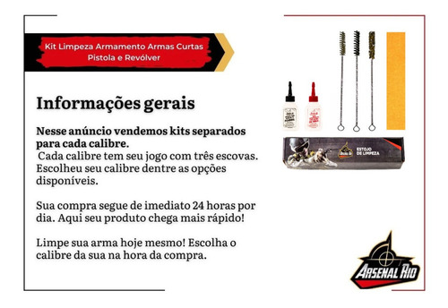 Imagem 4 de 9 de Limpeza Pistola Ou Revólver Limpar Dos Calibres 22 Ao 45
