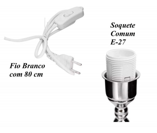 Abajur Quarto Barato Kit 2 Unidades Branco C15 Cristal E
