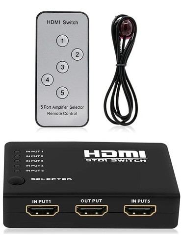 Hdmi Switch Multiplicador Selector 5x1 Full Hd 1080p Control