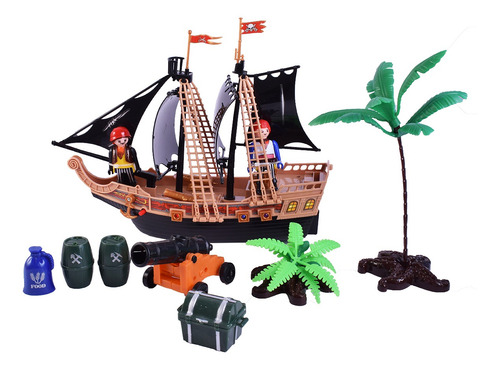 Imagen 4 de 8 de Set De Pirata Con Barco A Pila Tipo Playmobil