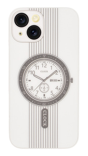 Protector iPhone 15 Diseño Reloj Color Blanco