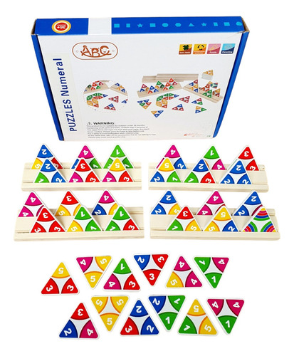 Tri Domino Triangular Madera Familia Juego Mesa Amigos