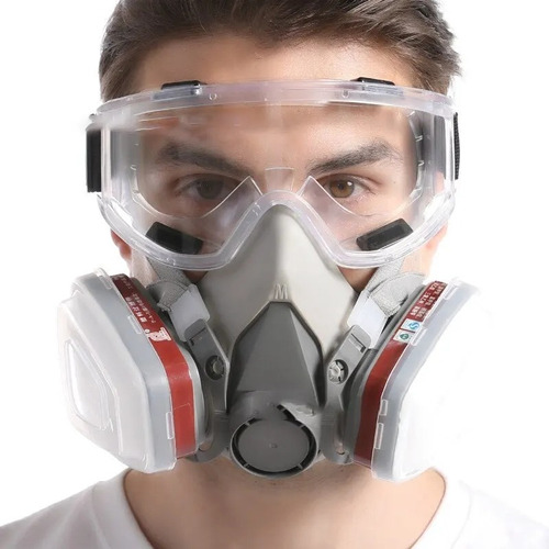 Máscara Respirador Para Pintar Media Cara 6200 + Gafas