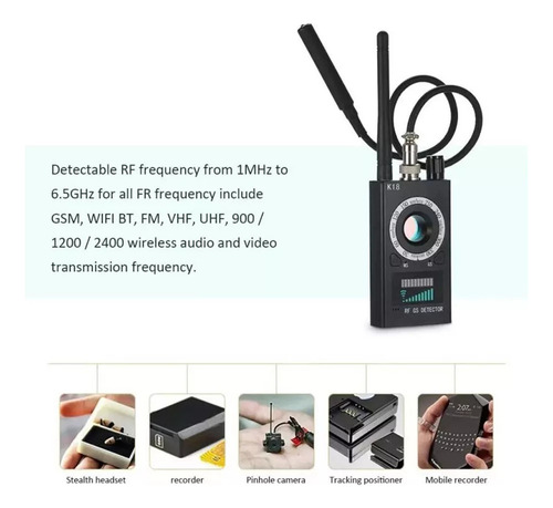 2025 Detector Gps Detector De Señal Rf Oculto Negro Enchufe