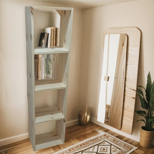 Repisa / Estantes / Organizador 4 Cubos - Madera De Pino Pino Natural Lijado