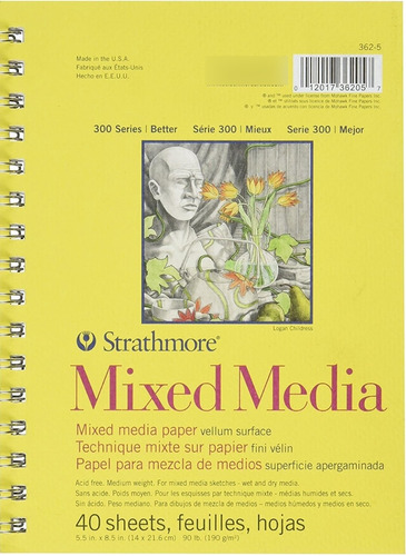 Cuaderno Strathmore Mixed Media Serie 300 Vitela 14x21cm