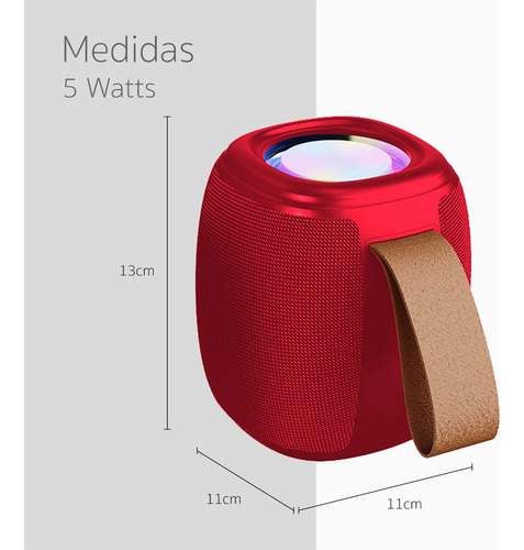 Bocina Portatil Bluetooth Recargable Luz Color Rojo Fs-s130