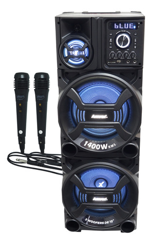 Caixa Som Amplificada Bluetooth 1400w Rms Led 2 Microfone